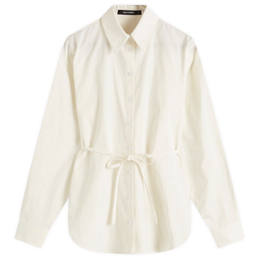 Paita DAILY PAPER Daily Paper Women's Button-Up Shirt with Tie Waist, Size Large Valkoinen | 2511103