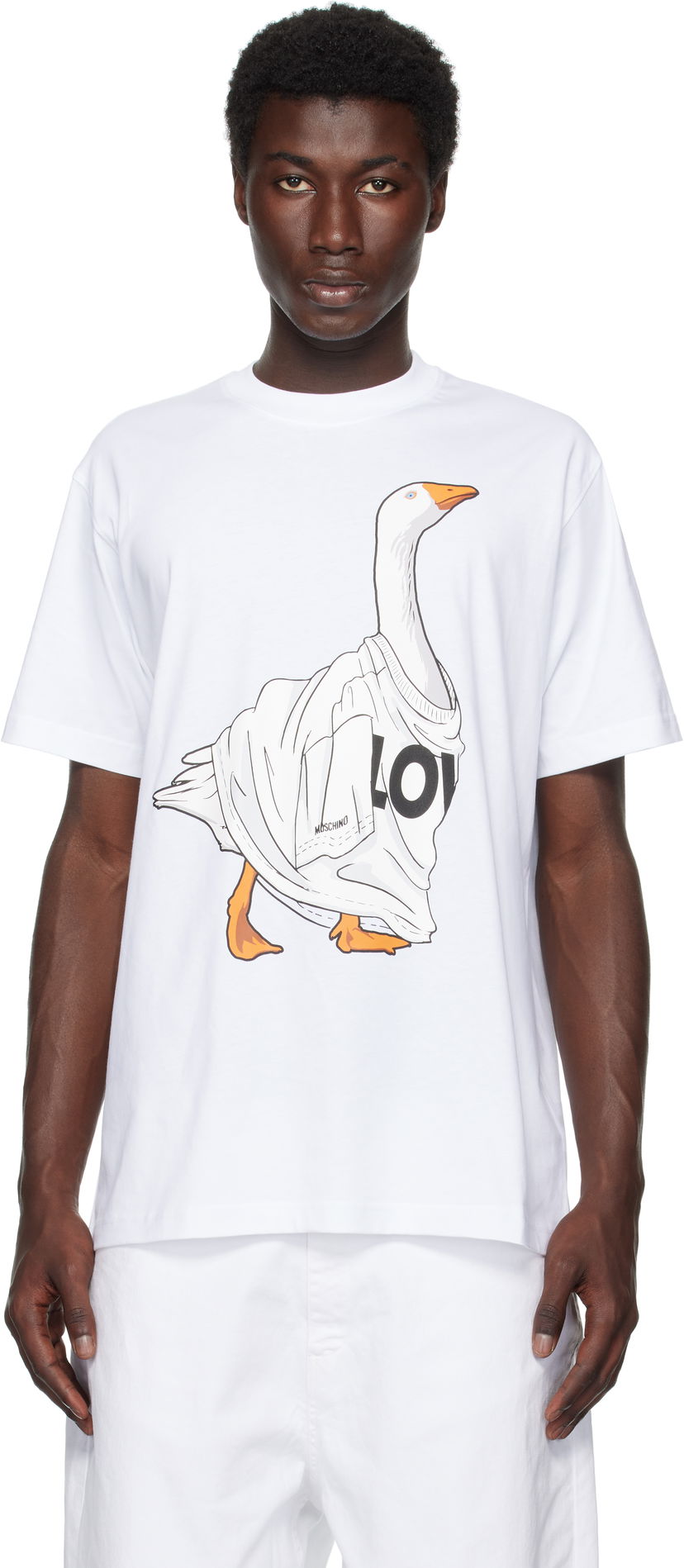 T-paita Moschino Moschino Goose Graphic Organic Cotton T-Shirt Valkoinen | 252ZZ071152411001