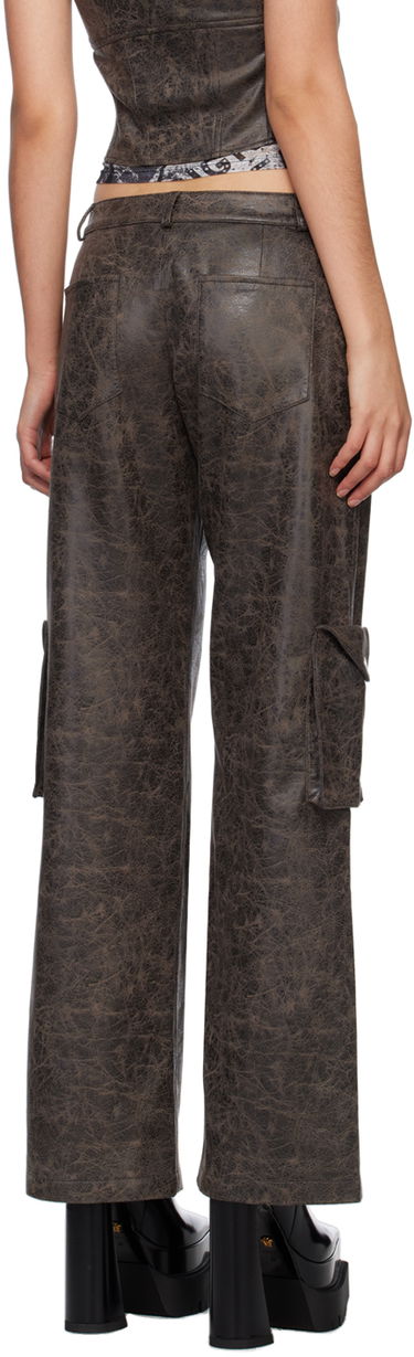 Cargo housut Miaou Miaou Elias Faux-Leather Cargo Pants Ruskea | 1034DVSVAR, 2