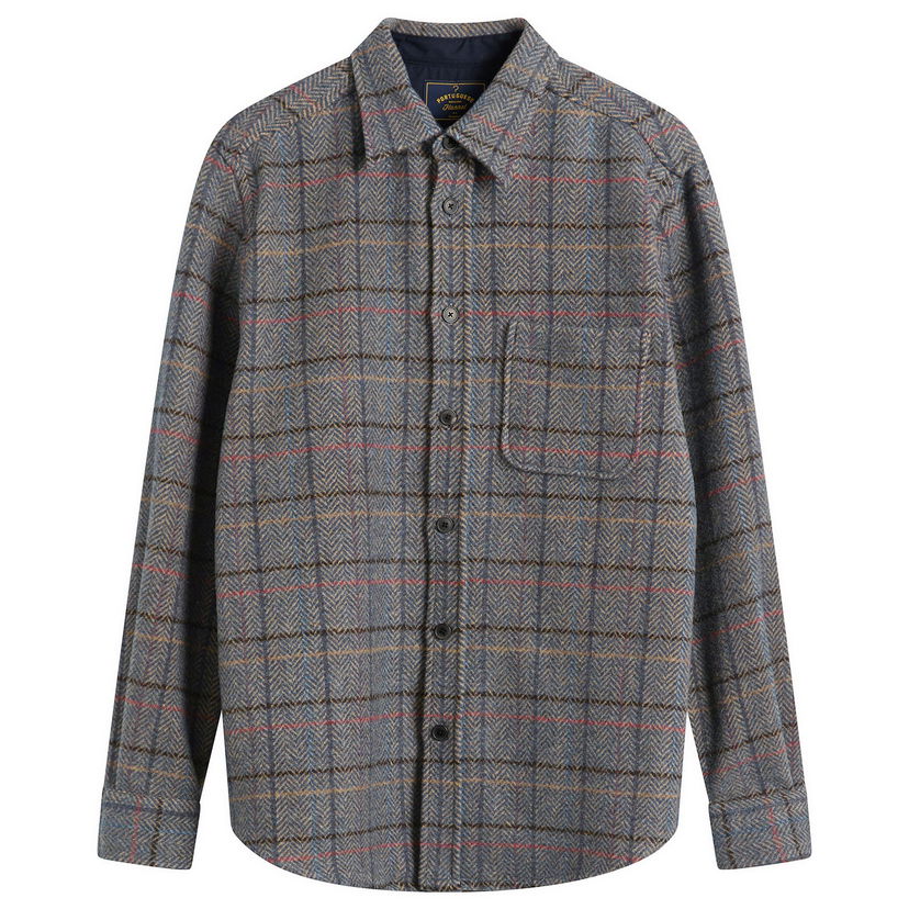 Paita Portuguese Flannel Flannel Herringbone Plaid Overshirt Monivärinen | AW25076-GRY