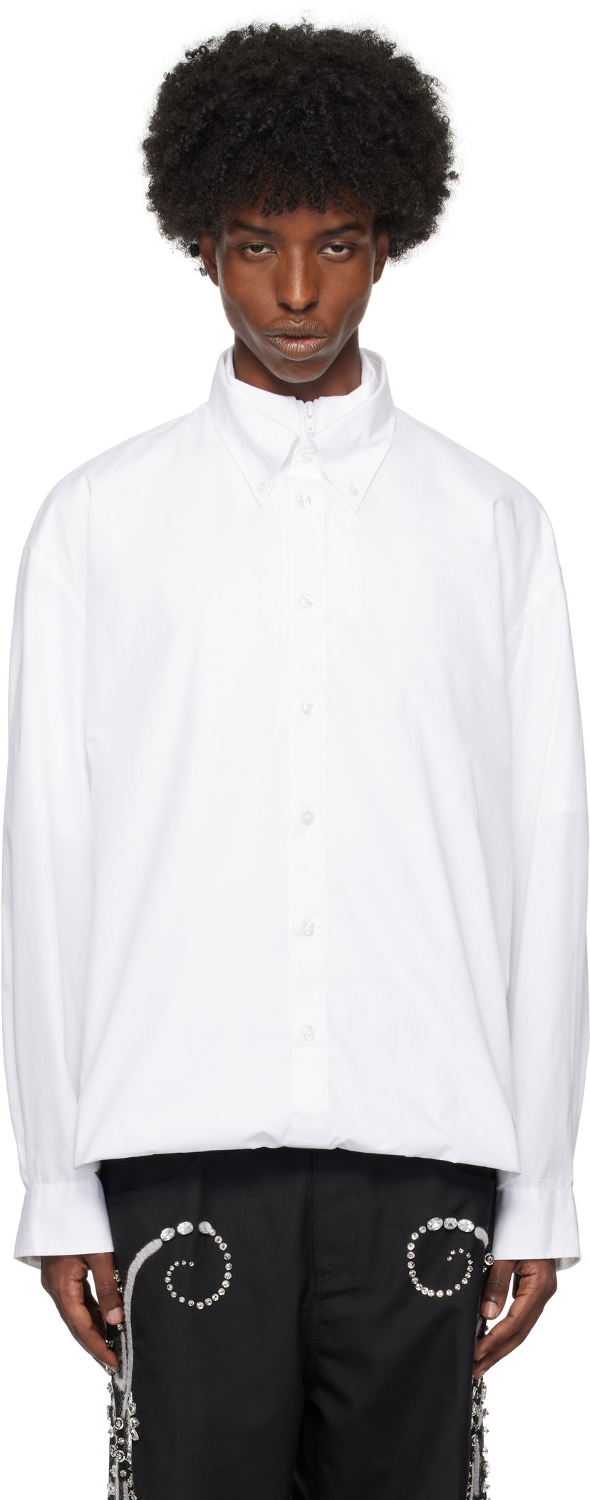 Paita Bluemarble Double-Layered Foldover Long Sleeve Shirt Valkoinen | SH37 PO21B24 WHT