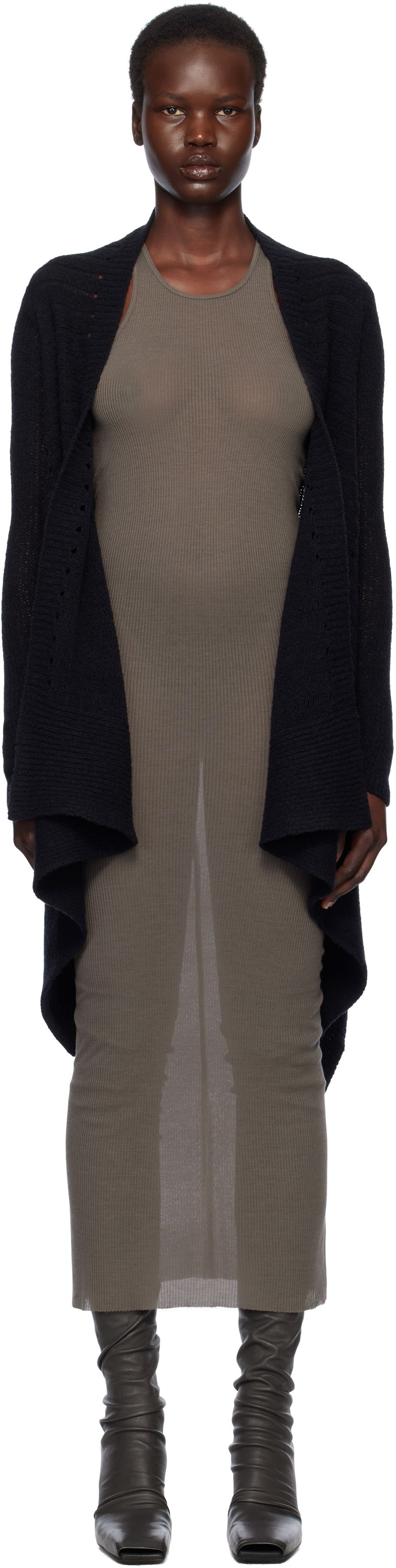 Villapaita Rick Owens Rick Owens Hollywood Medium Wrap Cardigan Musta | RP01E7642 KGRID