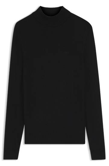 Villapaita BOSS Wool-blend rollneck sweater with embroidered logo Musta | 50501761