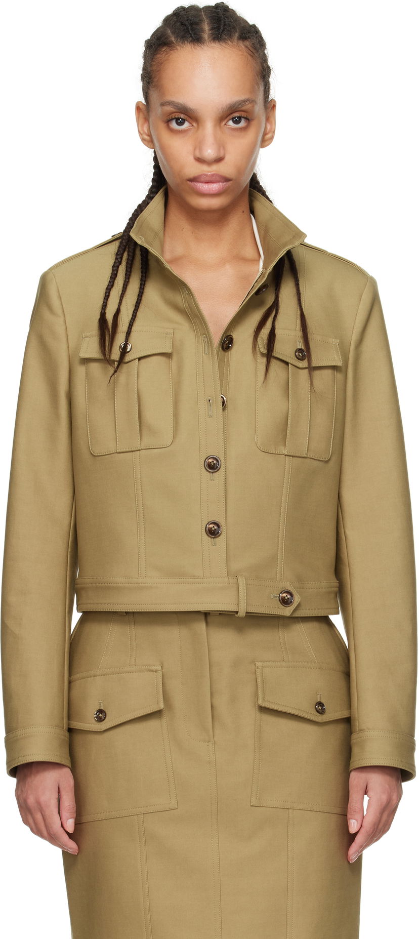 Takki Tom Ford TOM FORD Cropped Safari Jacket Beige | CS1267-FAX1402