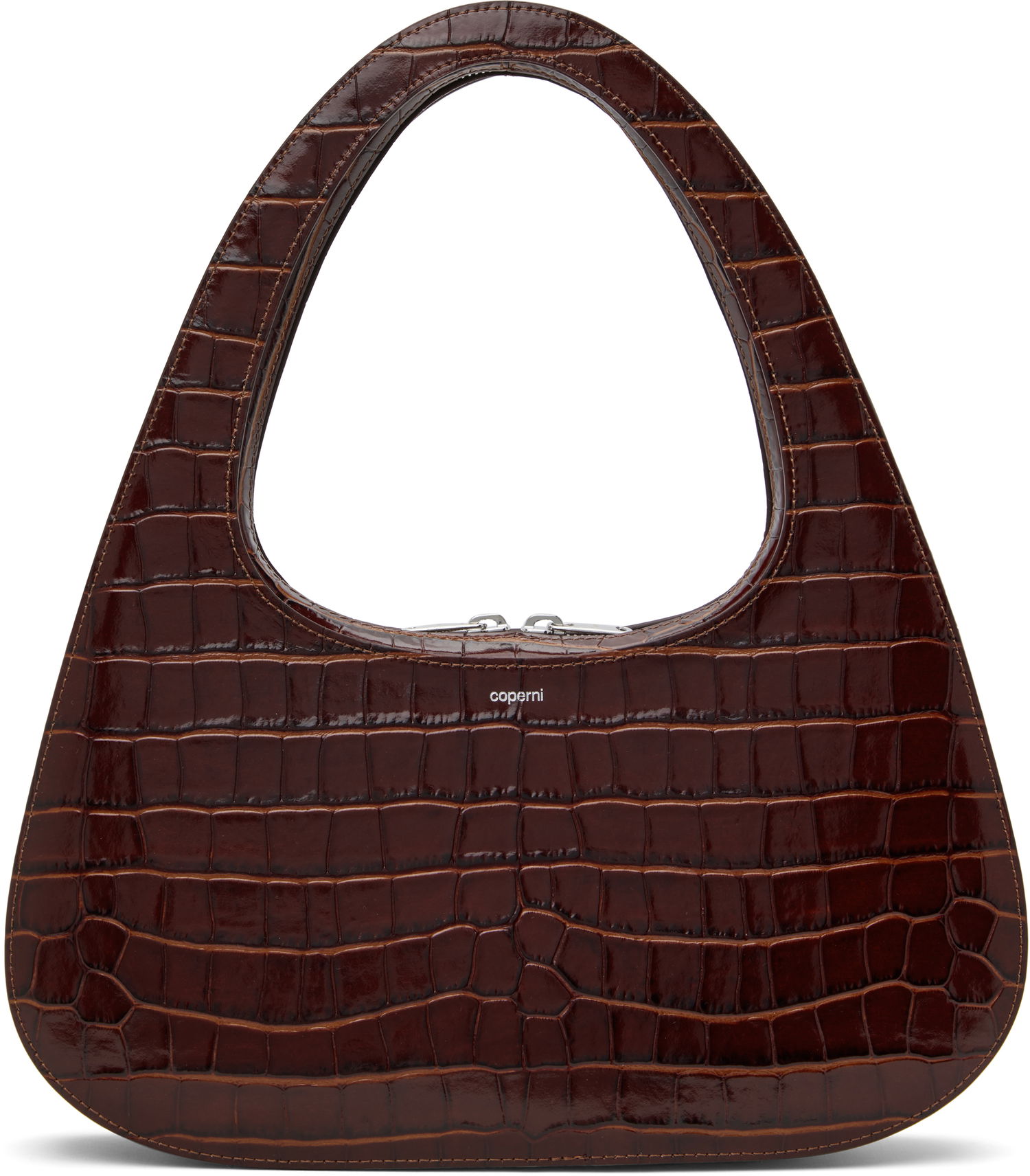 Käsilaukku Coperni Coperni Croco Embossed Large Swipe Baguette Bag Ruskea | COPBA85F6032, 0