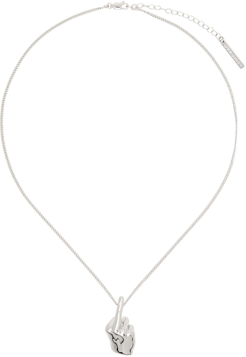 Kaulakoru Y/PROJECT Silver Mini Fuck You Pendant Necklace Metallinen | 640NE008