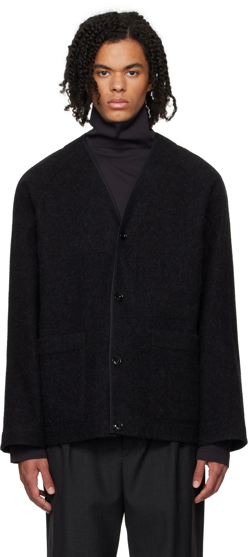 Villapaita LEMAIRE LEMAIRE Raglan Liner Jacket Musta | CO1072 LF504
