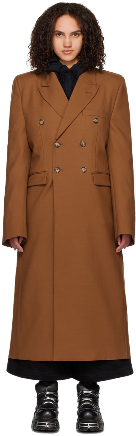 Takit VETEMENTS VTMNTS Double-Breasted Coat Ruskea | VL14CO460X