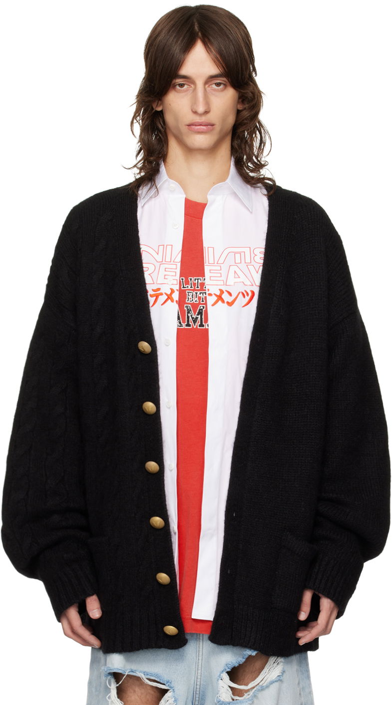 Villapaita VETEMENTS Cardigan Split Musta | UA65KN276B