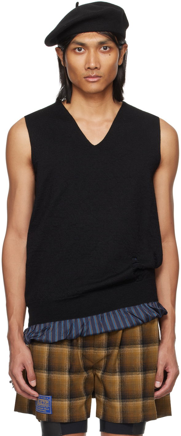 Villapaita Maison Margiela Distressed Vest Musta | SI1HA0007 S17797