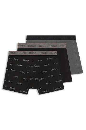 Nyrkkeilijät BOSS Three-pack of stretch cotton boxer briefs with all-over print Harmaa | 50549177, 0