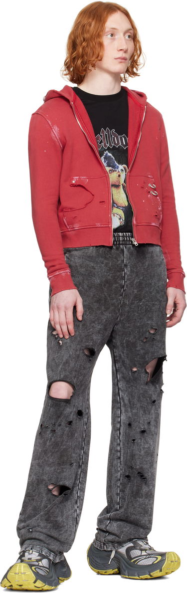 Huppari We11done We11done Pierced Zip-Up Hoodie Punainen | WD-TJ0-25-821-U-RD, 3