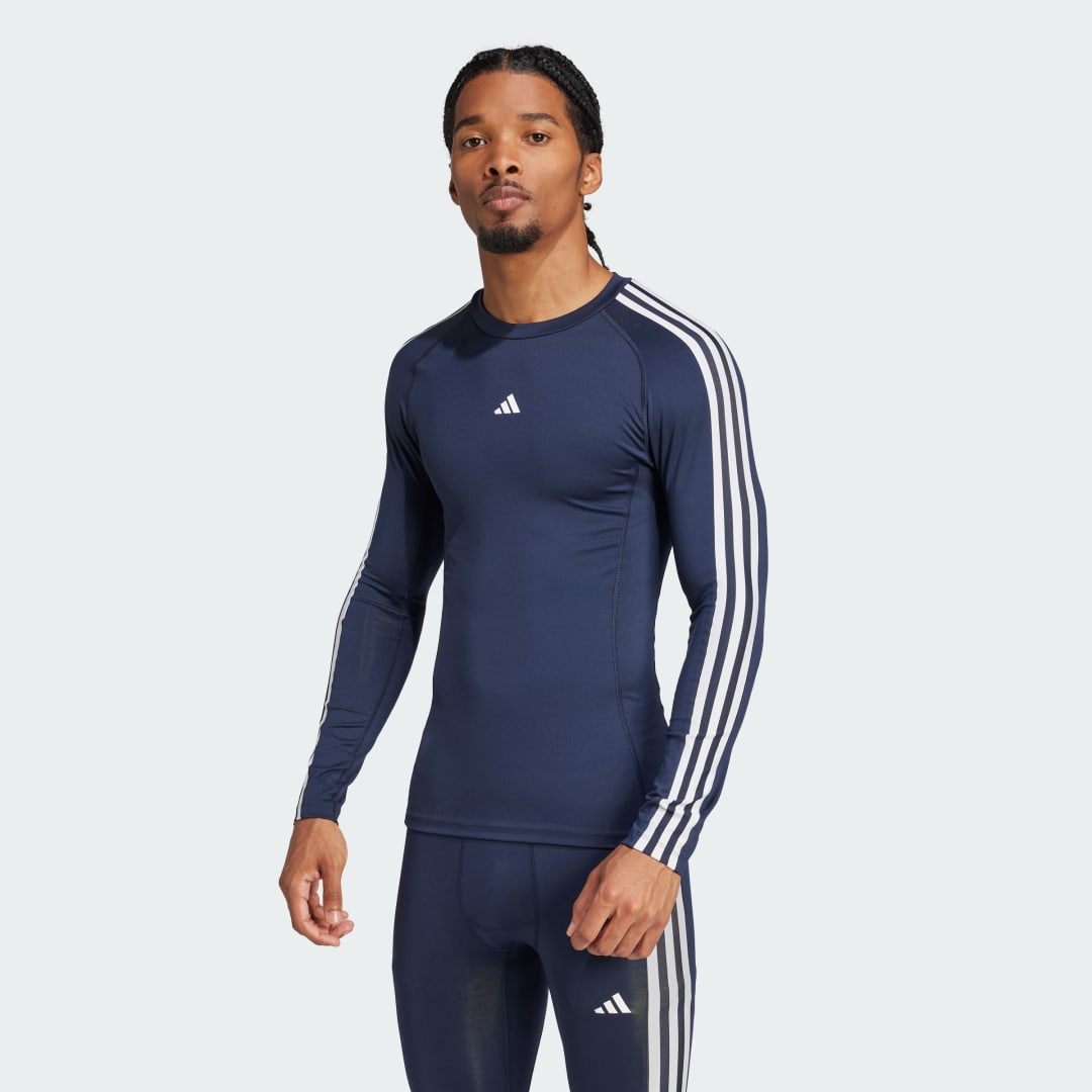 T-paita adidas Performance Techfit Compression Training 3-Stripes Long Sleeve Tee Sininen | IW0657, 0