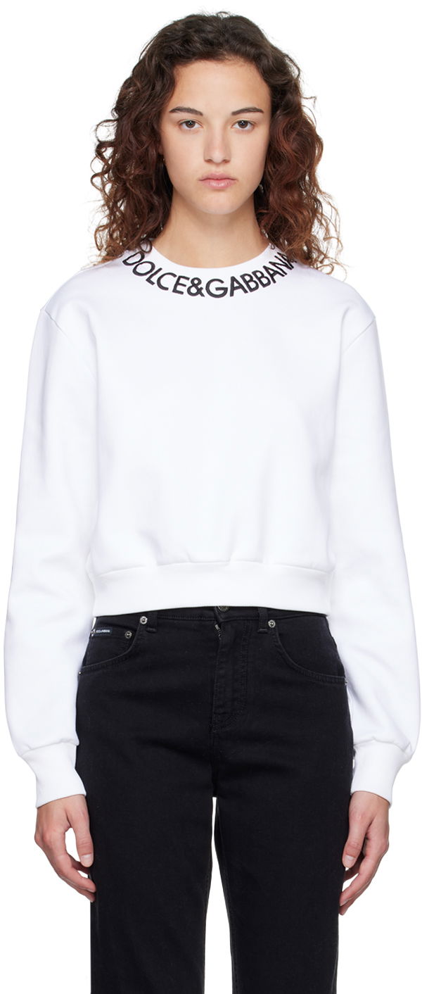 Huppari Dolce & Gabbana White Cropped Sweatshirt Valkoinen | F9P35Z HU7H9