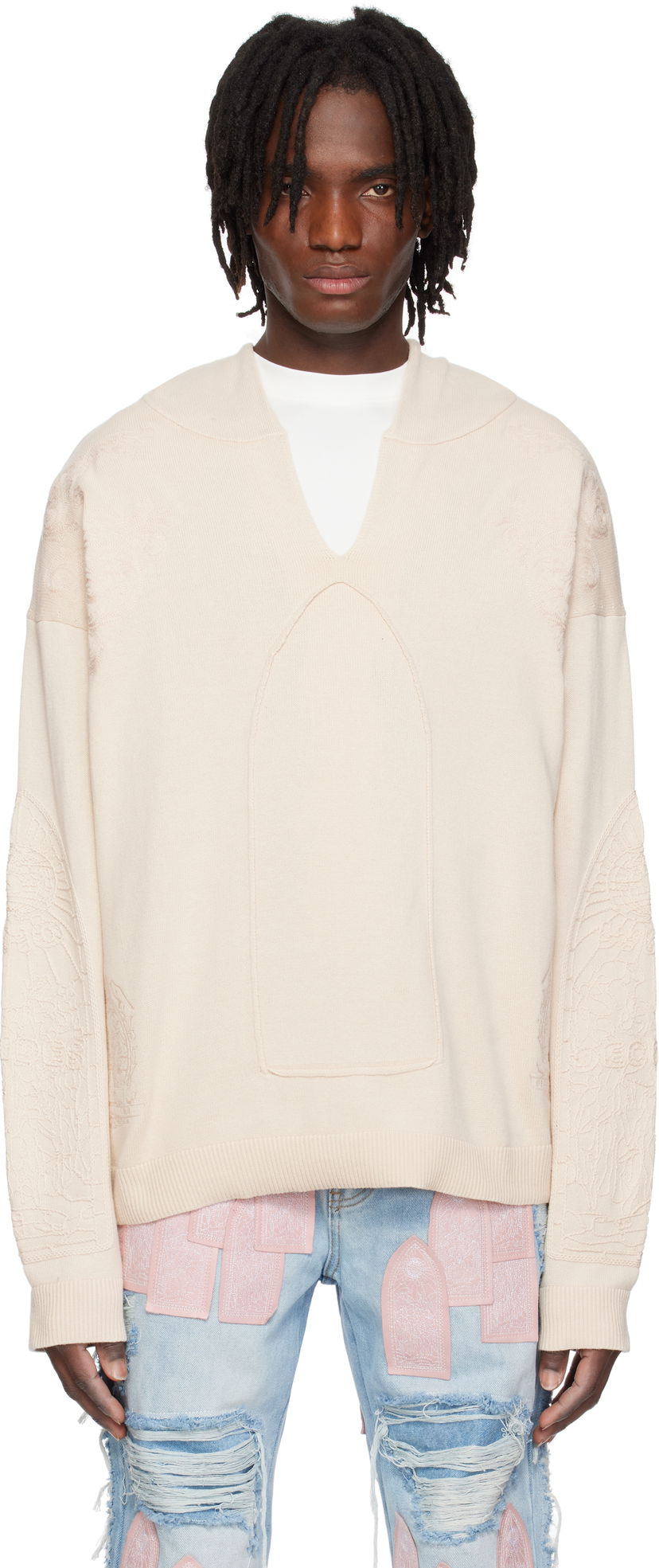 Villapaita Who Decides War Who Decides War Whim Embroidered Detail Knit Sweater Beige | 1110640022SS25