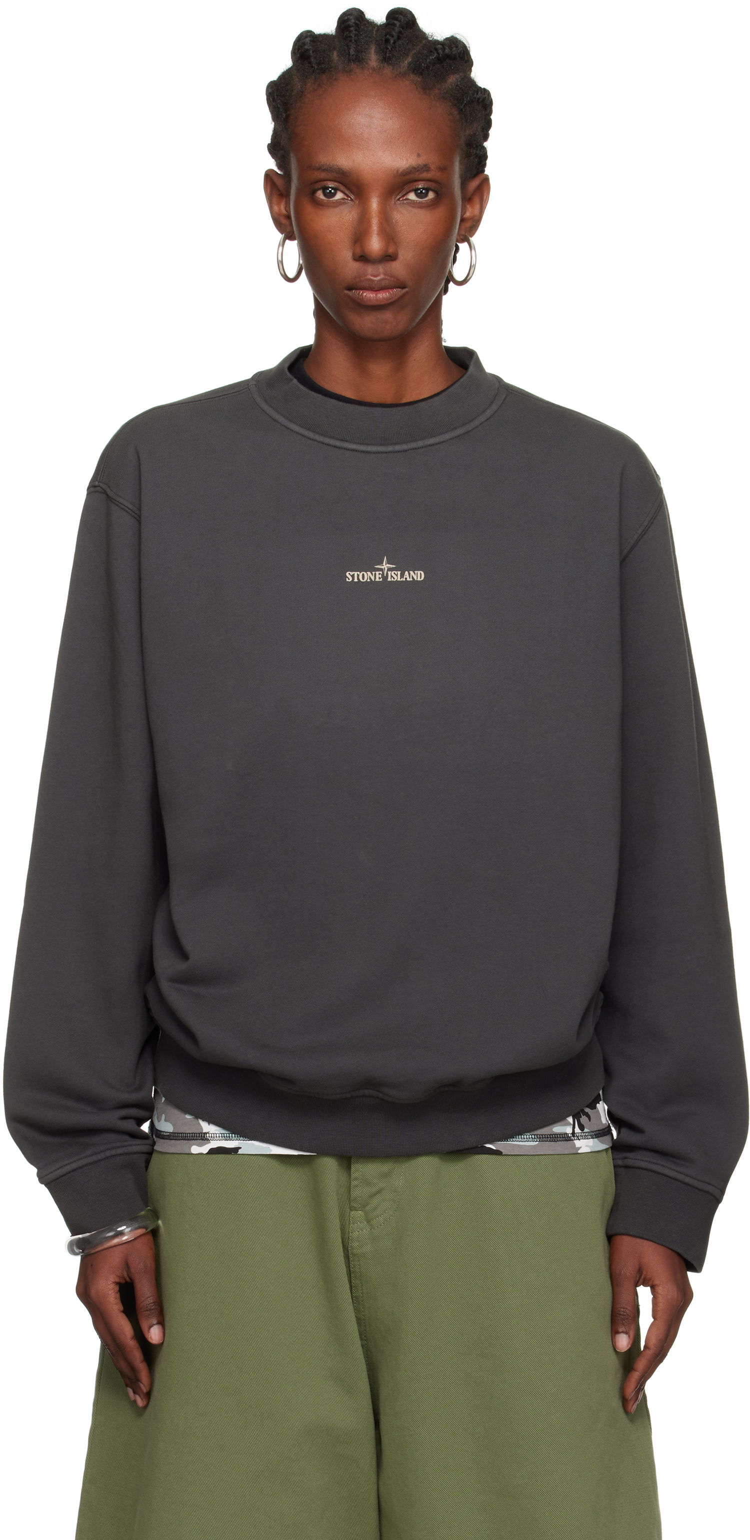 Huppari Stone Island Stone Island Cotton Fleece Sweatshirt Harmaa | K2S15 6100018 S0195, 0