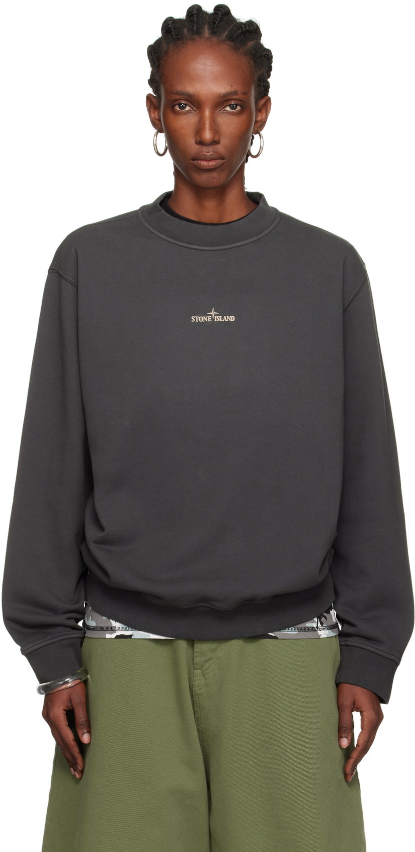 Huppari Stone Island Stone Island Cotton Fleece Sweatshirt Harmaa | K2S15 6100018 S0195