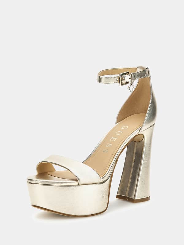 Vaatteet GUESS Idas Foiled Leather Sandals Valkoinen | FLJIDSLEP03