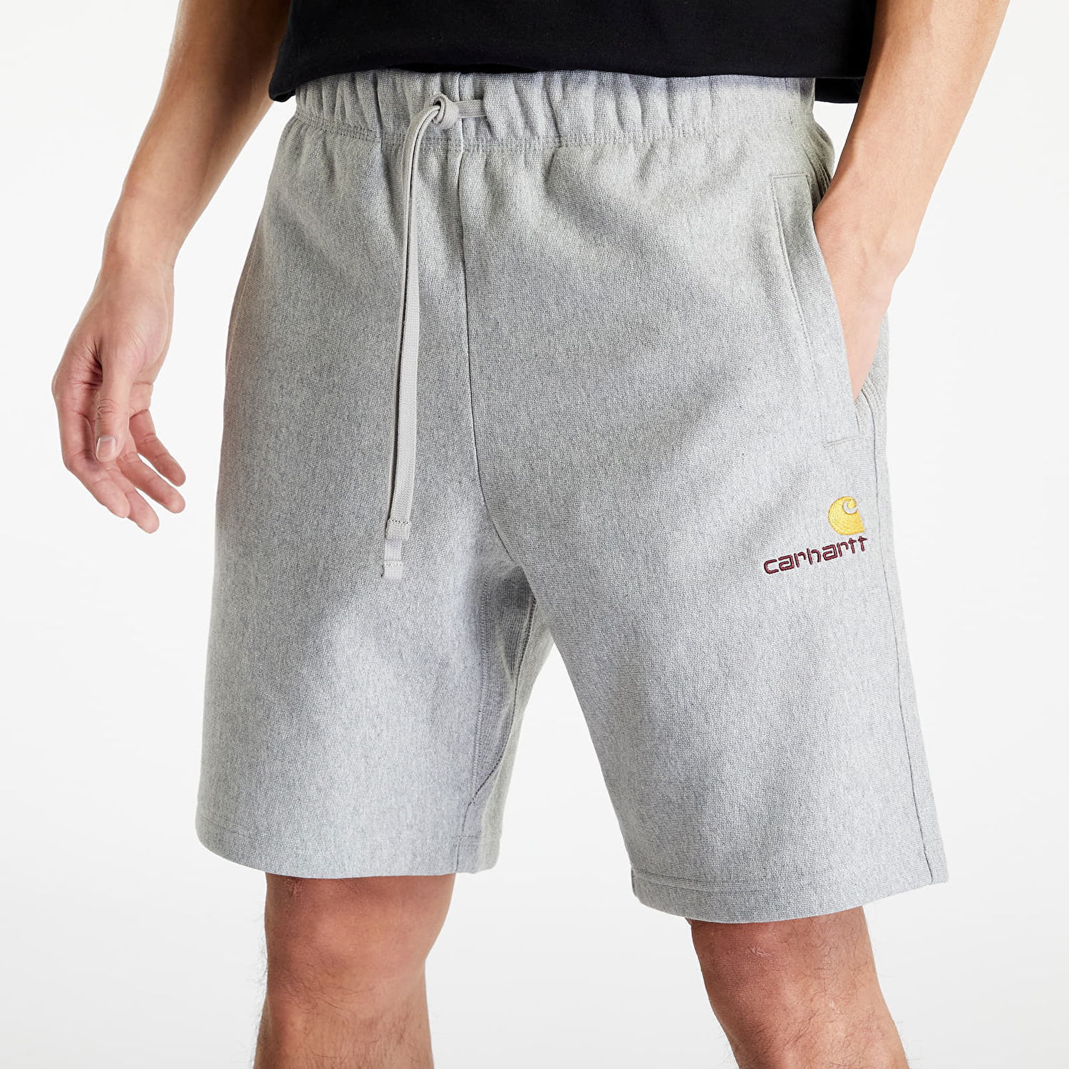 Shortsit Carhartt WIP American Script Sweat Short Grey Heather Harmaa | I031685.V6XX, 1