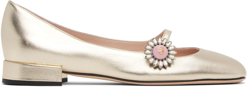 Tennarit ja kengät Valentino Valentino Garavani Mary-Jane Ballerina Flats with Crystal Embellishment Metallinen | 6W2S0LL7RKP