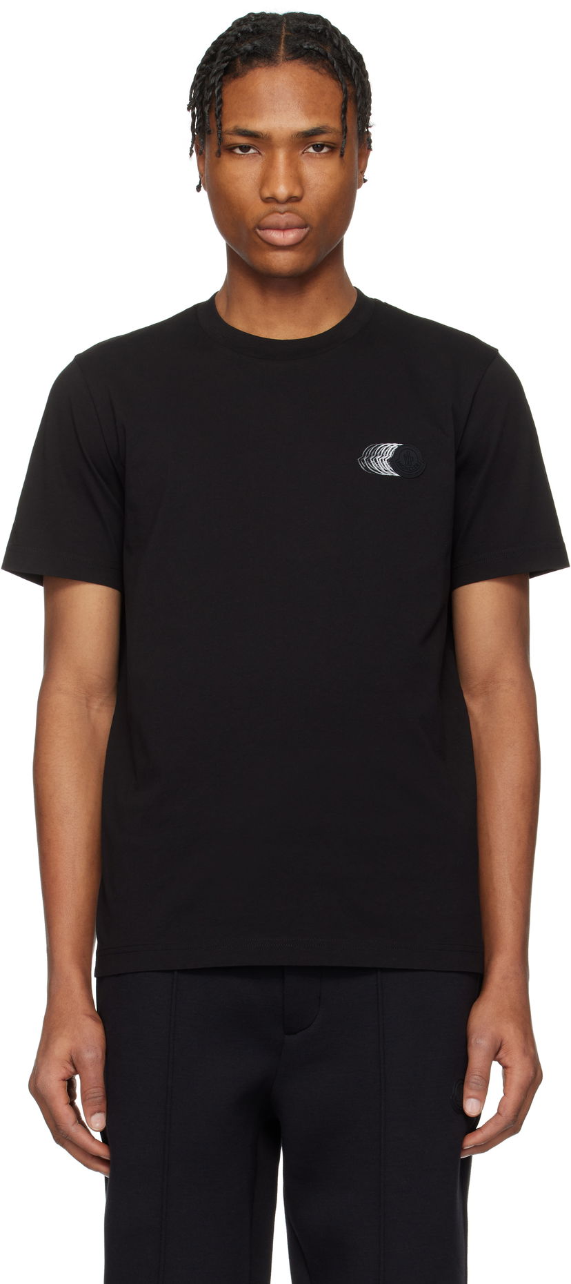 T-paita Moncler Moncler Faded Logo Cotton T-Shirt Musta | K10918C0002889A17
