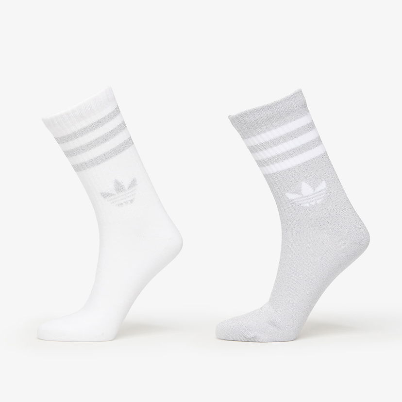 Sukat adidas Originals adidas 3-Stripes Glitter Crew Socks 2-Pack Valkoinen | JX5204