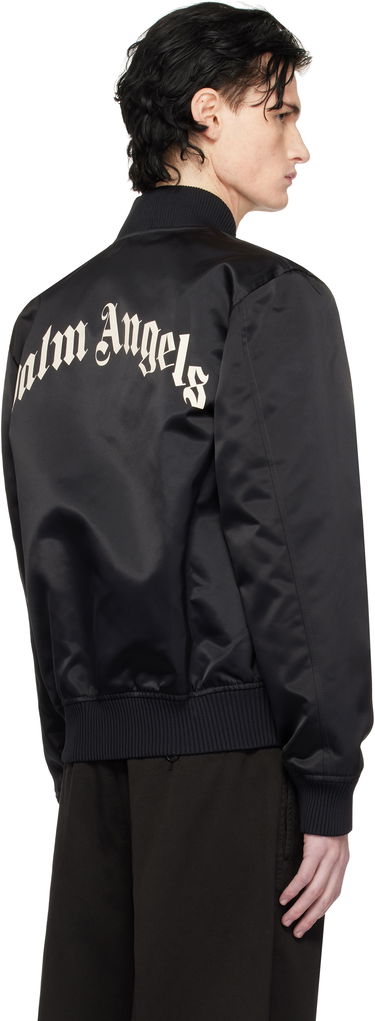 Bomber-takki Palm Angels Black Bomber Jacket With Logo Patch Musta | PMEH033S25FAB0011010, 2