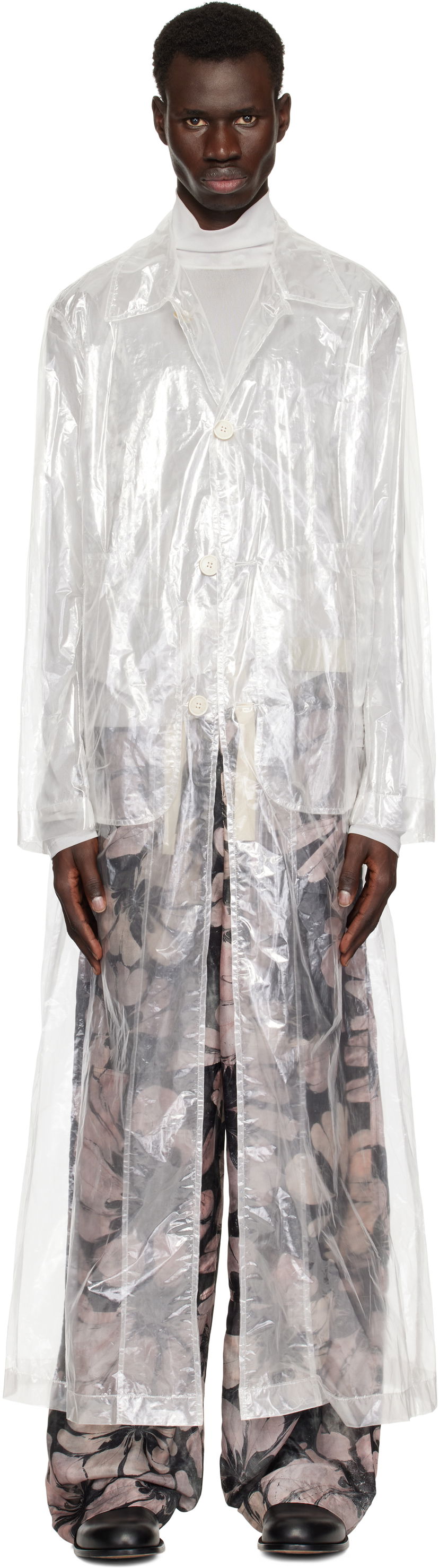 Sadetakki Dries Van Noten Dries Van Noten Transparent Nylon Long Coat Valkoinen | 251-020213-1257
