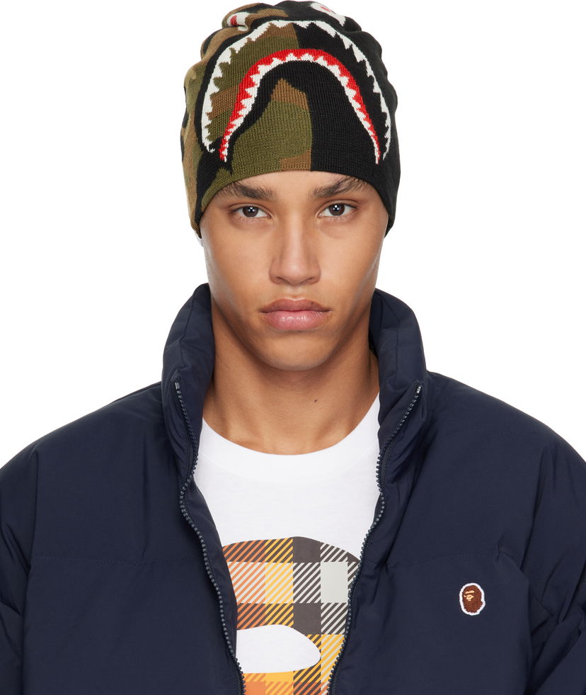 Pipo BAPE A Bathing Ape 1st Camo Shark Knit Beanie Vihreä | 001HTK701006M