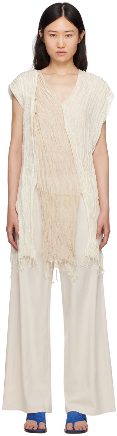 Tankkitoppi Baserange Baserange Frayed Crinkled Tunic Beige | TOSC-SI-SP24