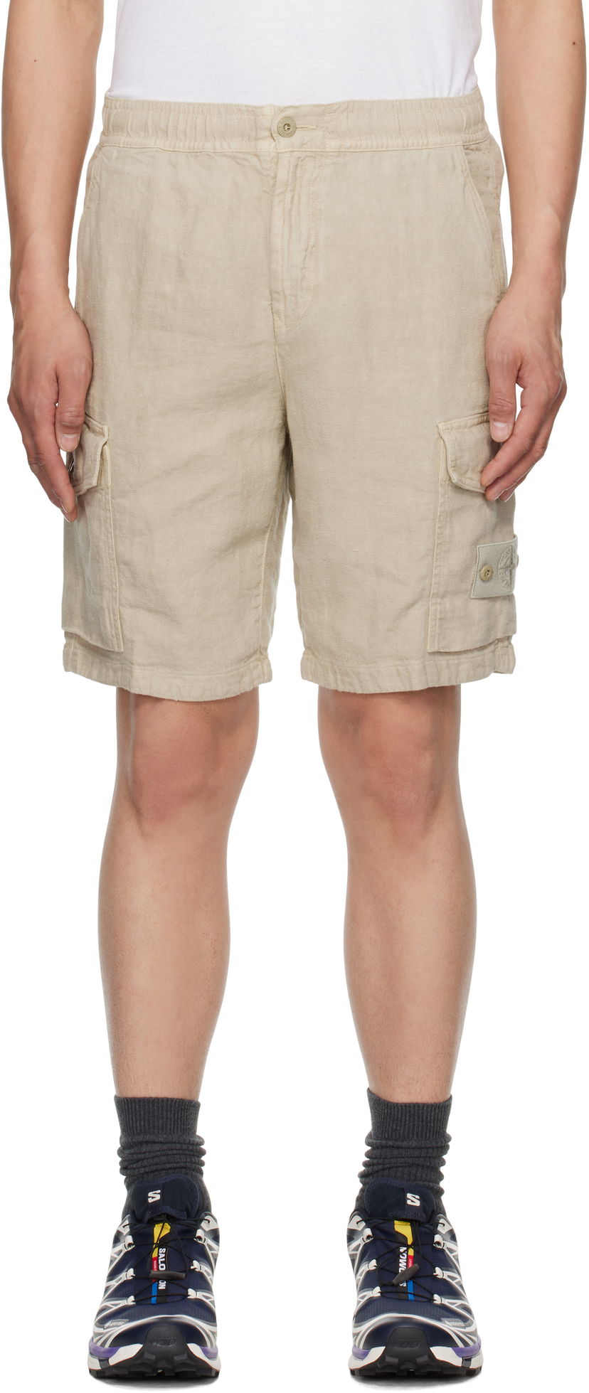 Shortsit Stone Island Stone Island Diagonal Linen Shorts Beige | K1S15 L100001 S00F8