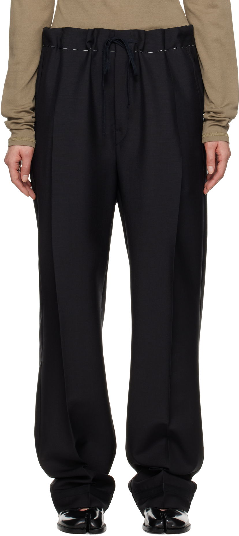 Housut Maison Margiela Maison Margiela Wool Mohair Drawstring Trousers Musta | S51KA0602 M35301