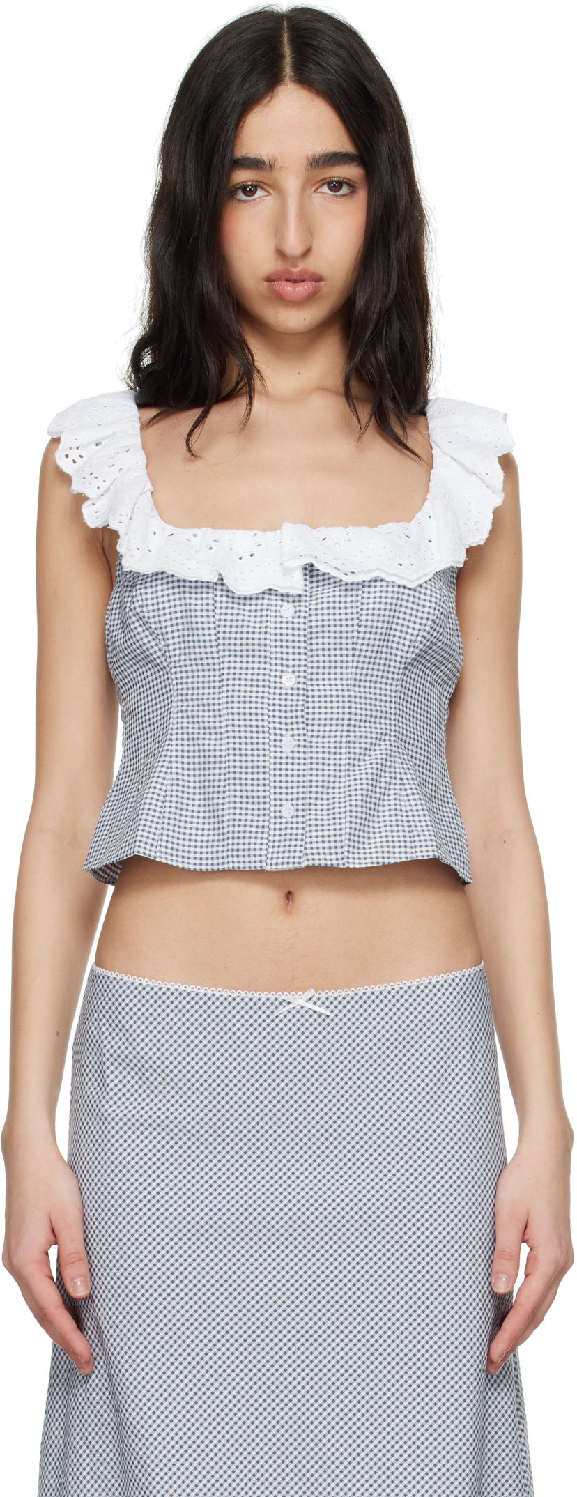 Crop top GUIZIO Guizio Paloma Lace Top Sininen | S25155W152