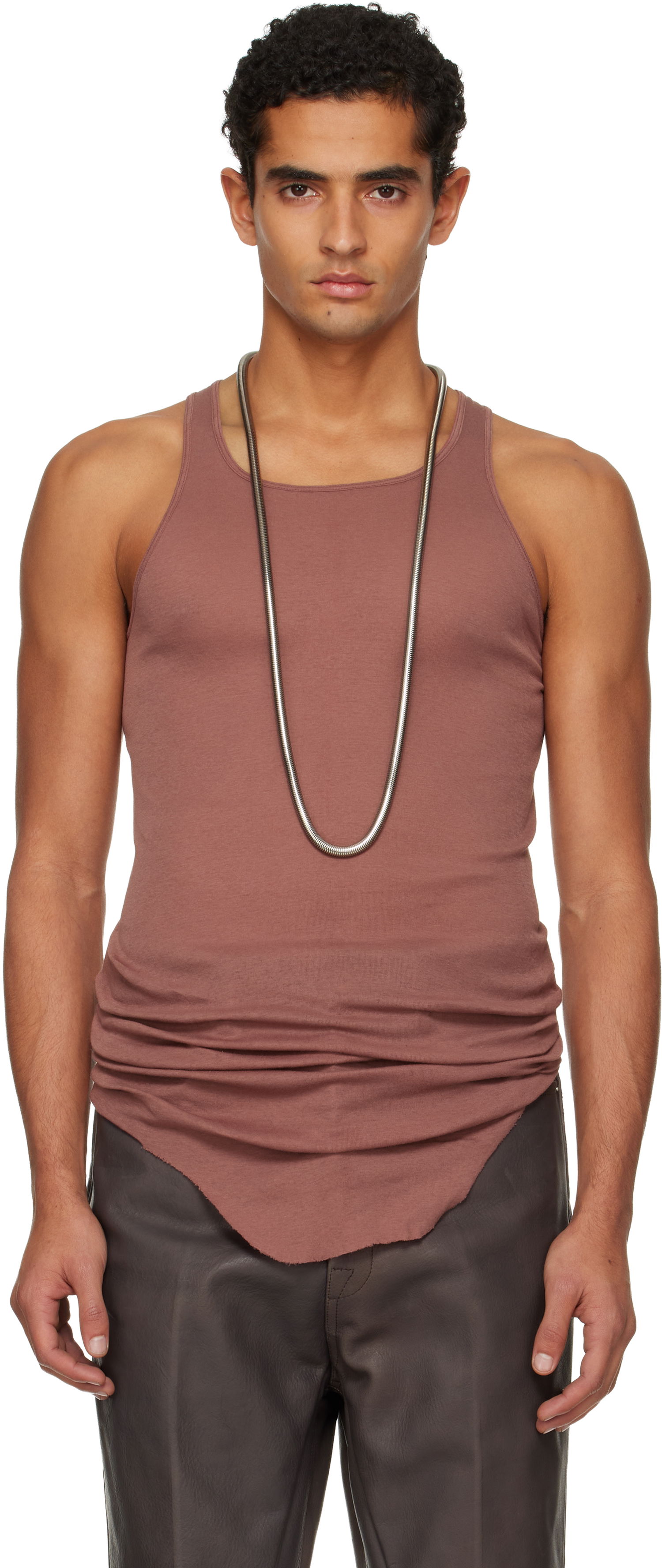 Tankkitoppi Rick Owens Concordians Basic Rib Tank Top Ruskea | RU02E1150 MR, 0