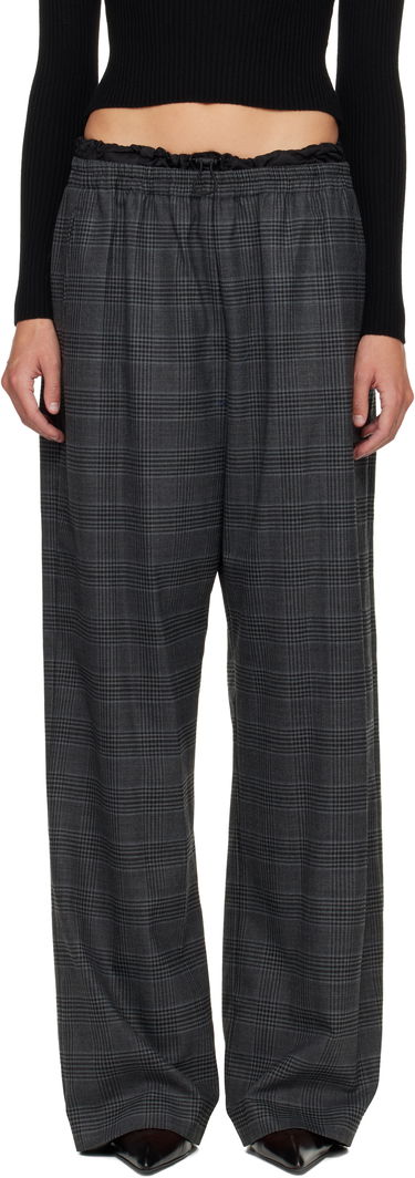 Housut Diesel Plaid Wide-leg Drawstring Waist P-Yrite Trousers Harmaa | A18382 0DEBS, 0