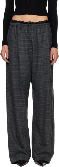 Plaid Wide-leg Drawstring Waist P-Yrite Trousers