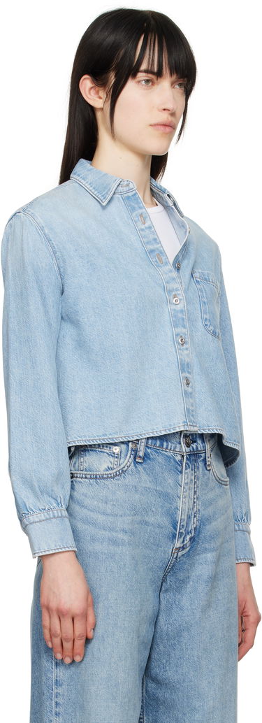 Paita rag & bone Rag & Bone Featherweight Cropped Maxine Denim Shirt Sininen | WDD25S1446UFGR, 1