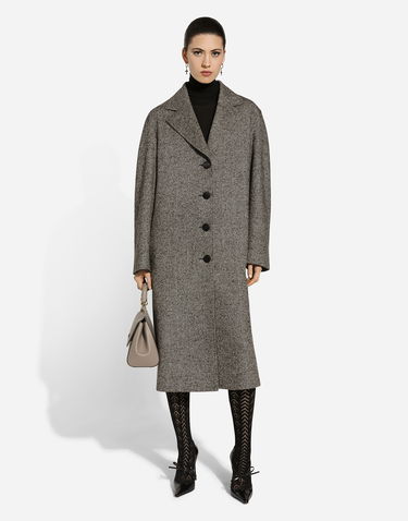 Takit Dolce & Gabbana Dolce & Gabbana Single-Breasted Herringbone Wool Coat Harmaa | F0F1NTFCMC3S8030, 1