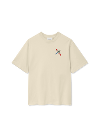 Embroidered Micro Bee Bird Crewneck T-Shirt