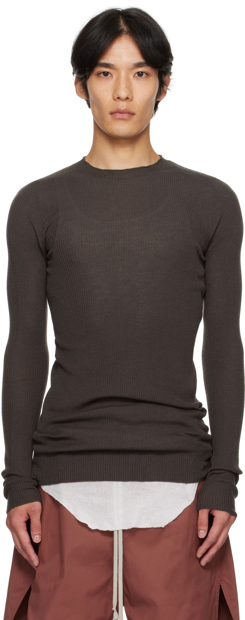 Villapaita Rick Owens Rick Owens Concordians Ribbed Sweater Ruskea | RU02E1637 RIBM