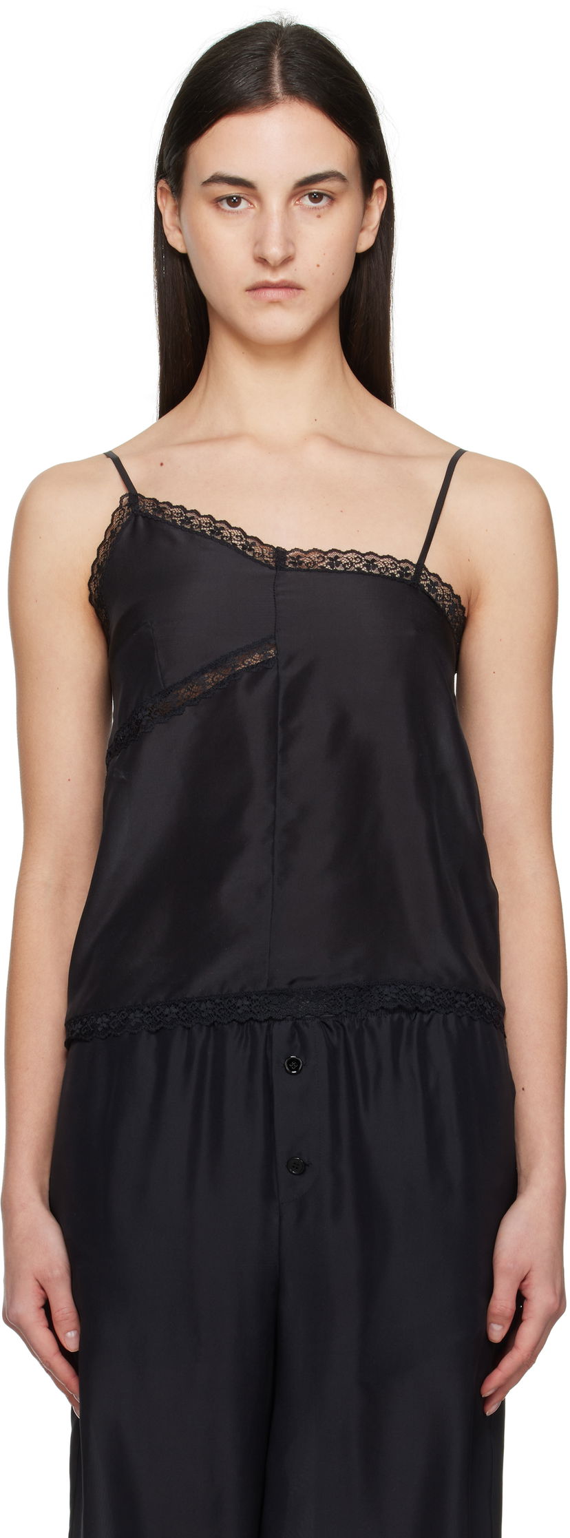 Tankkitoppi Maison Margiela MM6 Maison Margiela Twist Silk Camisole Musta | S52NC0344 M35244