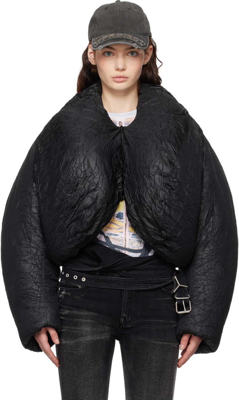 Puffer takki Y/PROJECT Cropped Puffer Jacket Musta | 103JA002