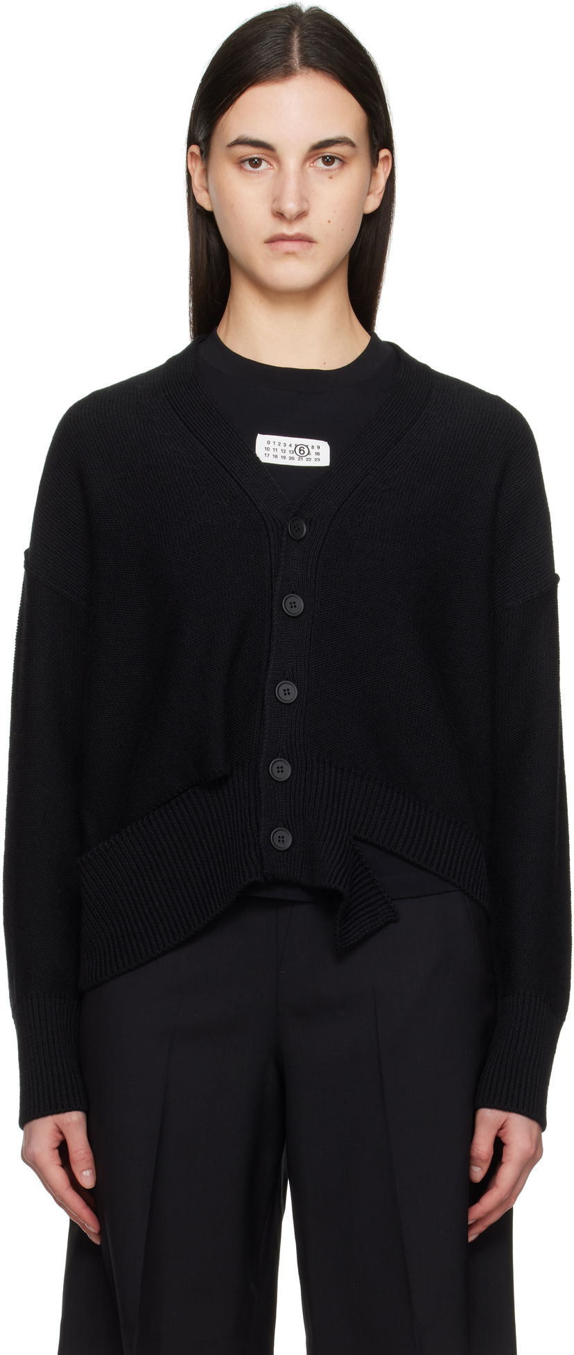 Villapaita Maison Margiela MM6 Maison Margiela Boxy Ripped Cardigan Musta | S52HP0026 M13044