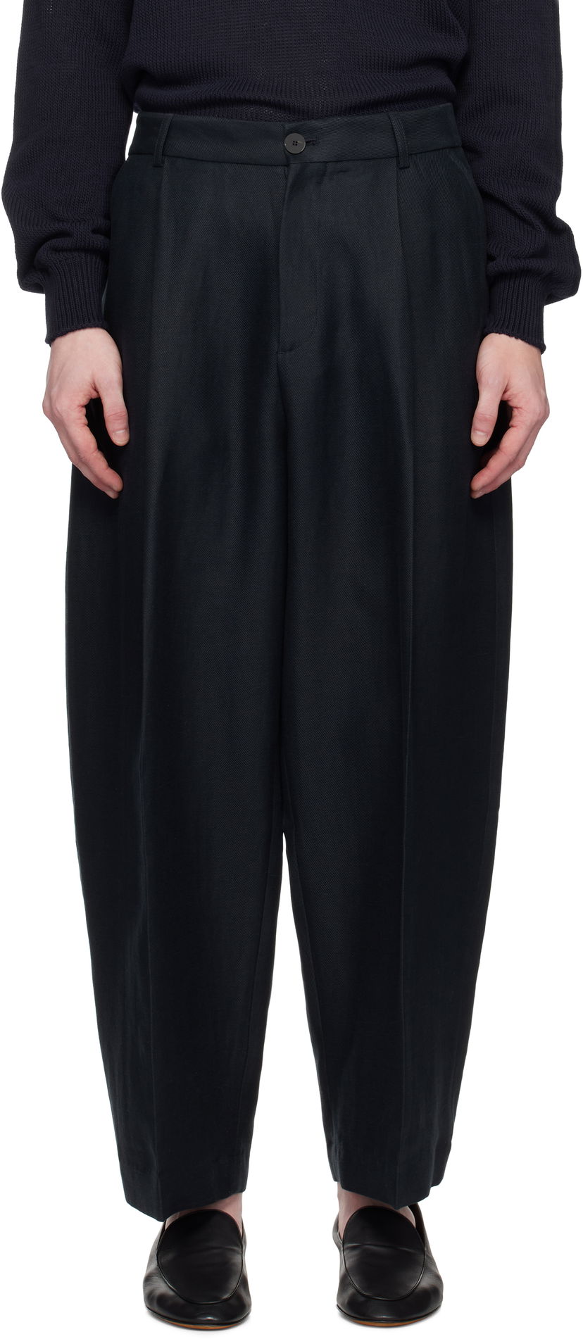 Housut Studio Nicholson Studio Nicholson Ellis Pleated Trousers Tummansininen | ELLIS SNM-1074