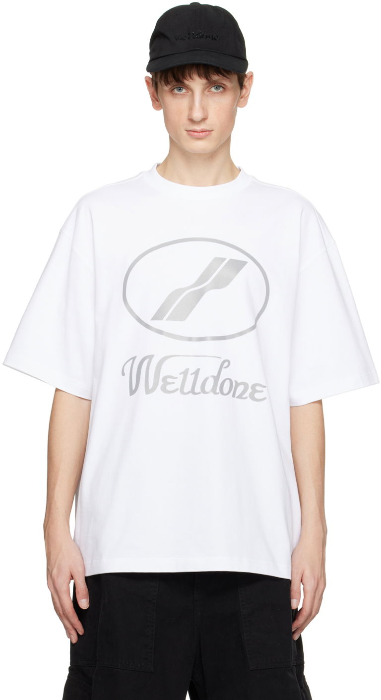 T-paita We11done Designer Logo-Print T-Shirt Valkoinen | WD-TP5-19-930-WH