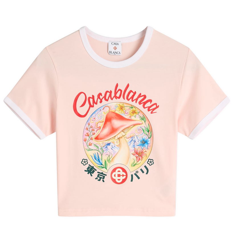 Crop top Casablanca Casablanca Mushroom Emblem Printed Cropped T-Shirt Vaaleanpunainen | WPF25-JTS-009-03
