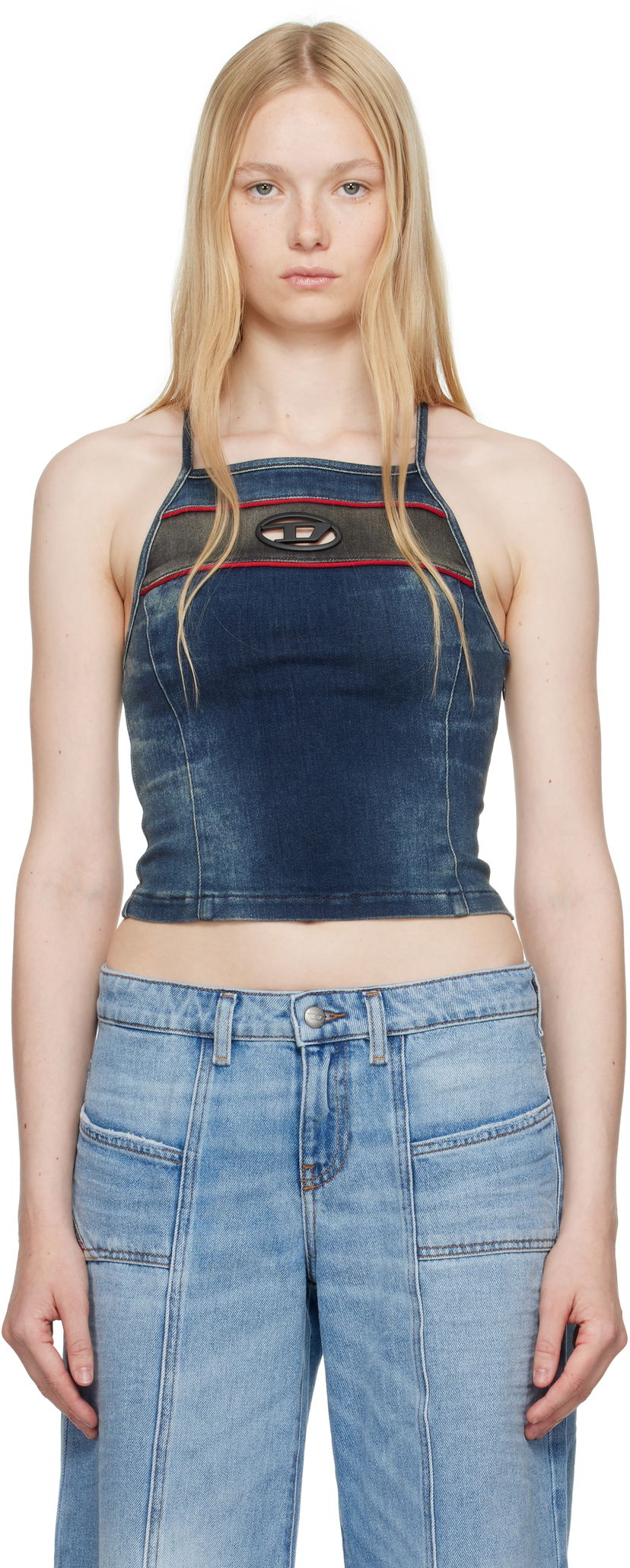 Tankkitoppi Diesel Diesel De-Pilu-S Denim Crop Top Sininen | A17349 0ABCZ