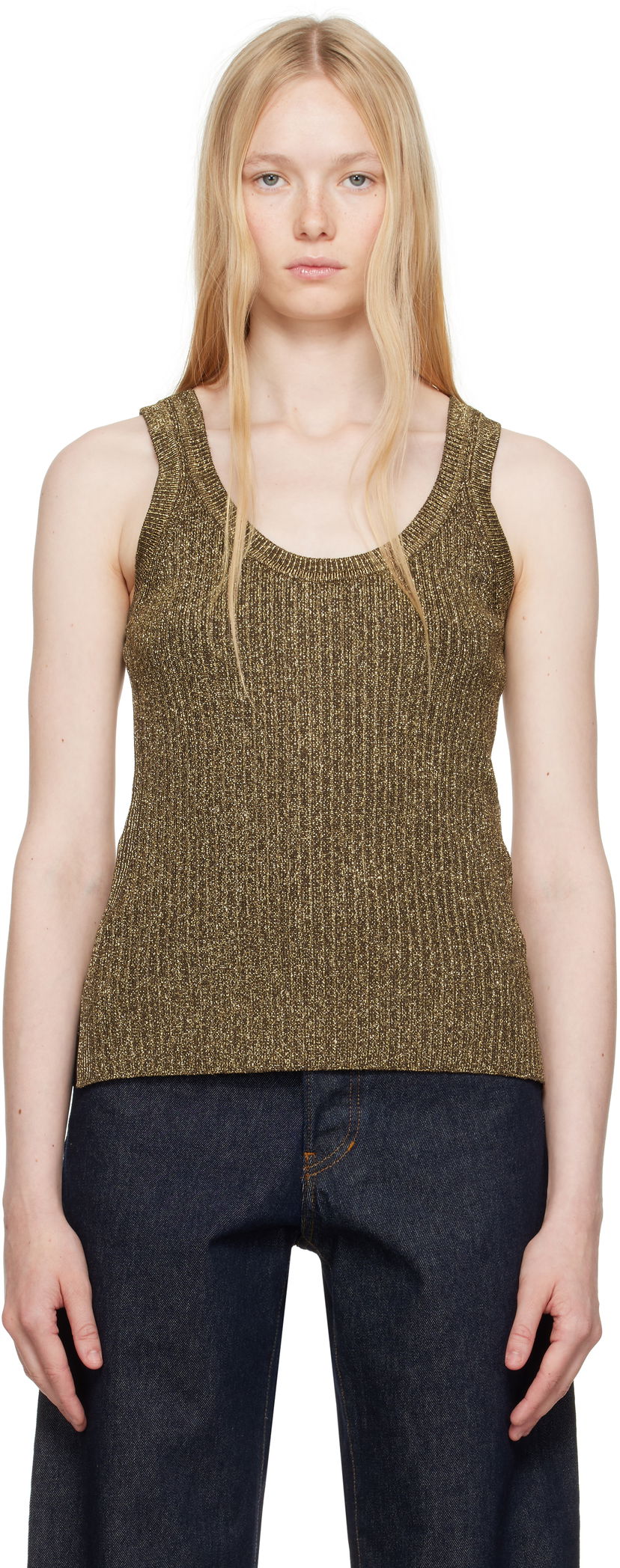 Tankkitoppi Tom Ford Tom Ford Metallic Knit Tank Top Metallinen | TSK372-YAX876