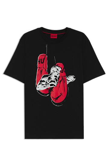 T-paita BOSS Jersey T-Shirt with Boxing Graphic Musta | 50542560