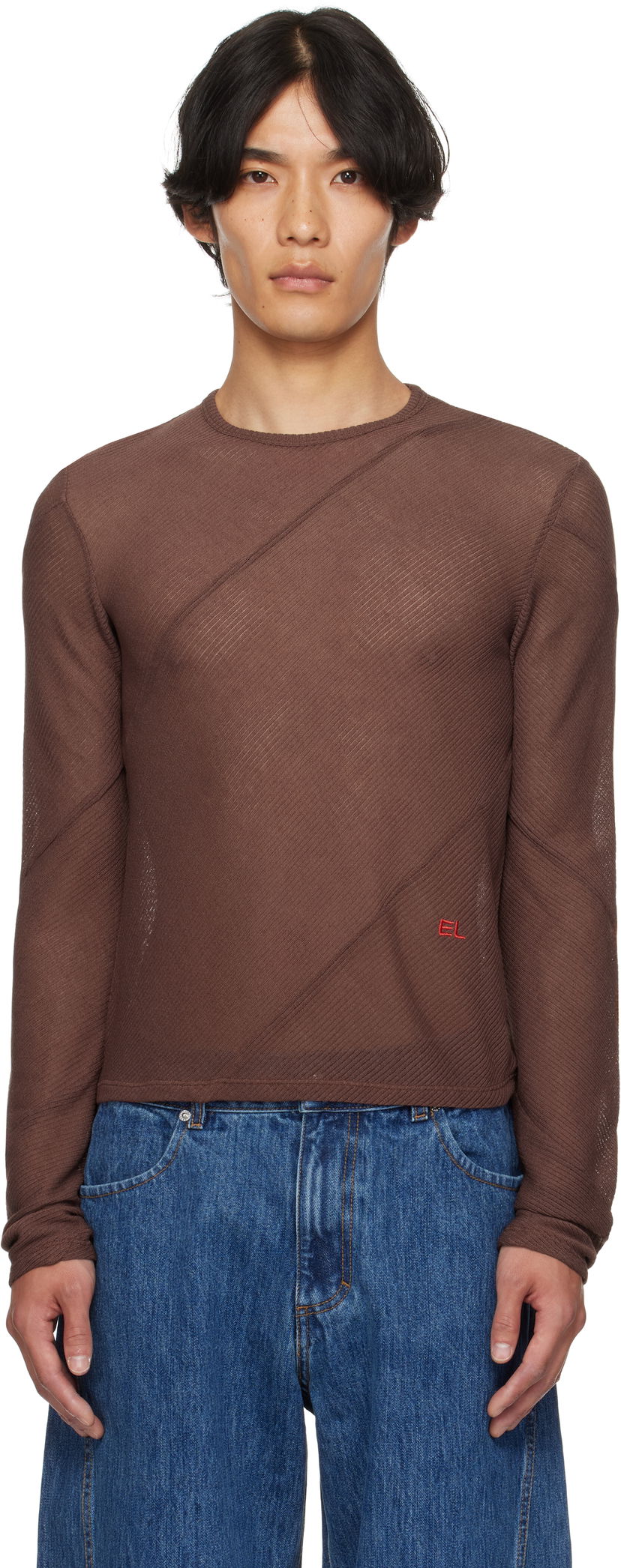 T-paita Eckhaus Latta Eckhaus Latta Spiral Long Sleeve T-Shirt Ruskea | 1107-EL-PF25-W